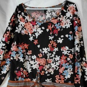 Floral Women's Blouse with Tie-Front